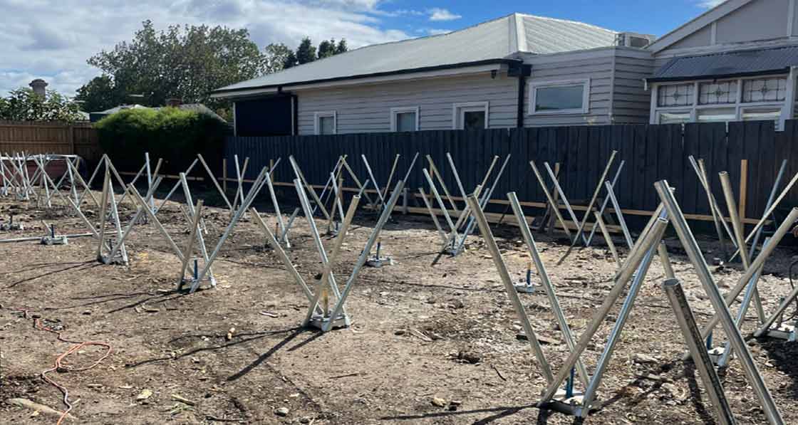 The new home’s concrete-free Allfoot steel footings;