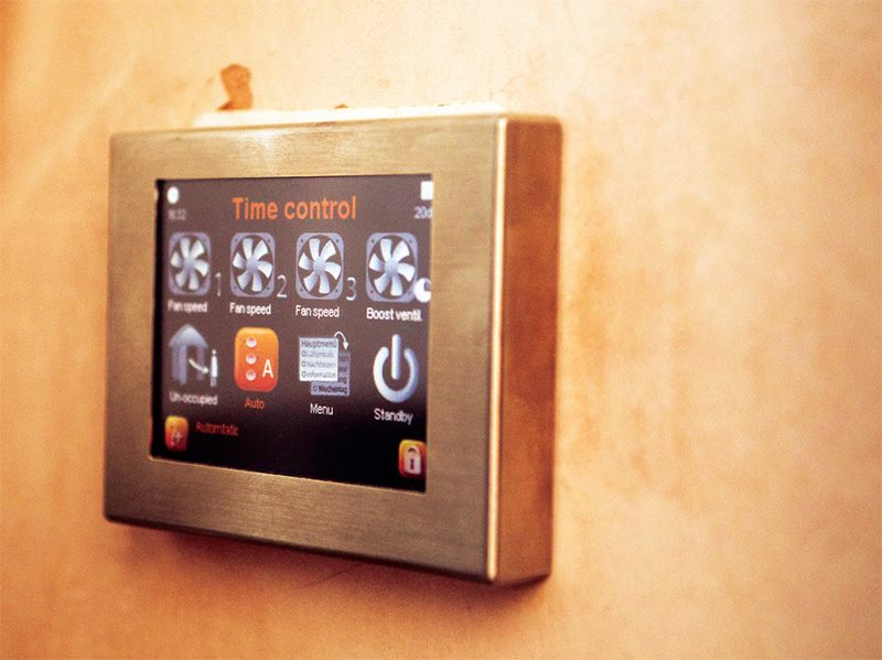 This touchscreen panel provides an easy way to control the heat recovery ventilation system