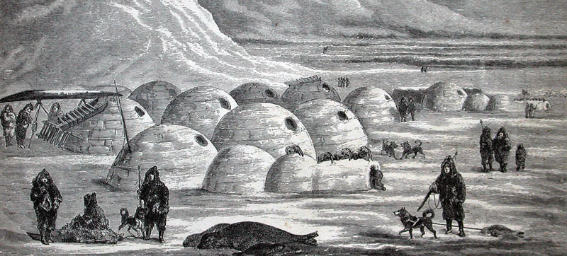 International - A community of igloos Illustration from Charles Francis Halls Arctic Researches and Life Among the Esquimaux 1865