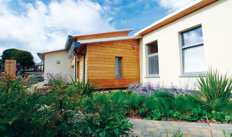 Different external insulation strategies were chosen for the building’s timber clad and rendered sections