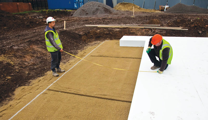 The raft foundation is insulated with 250mm EPS